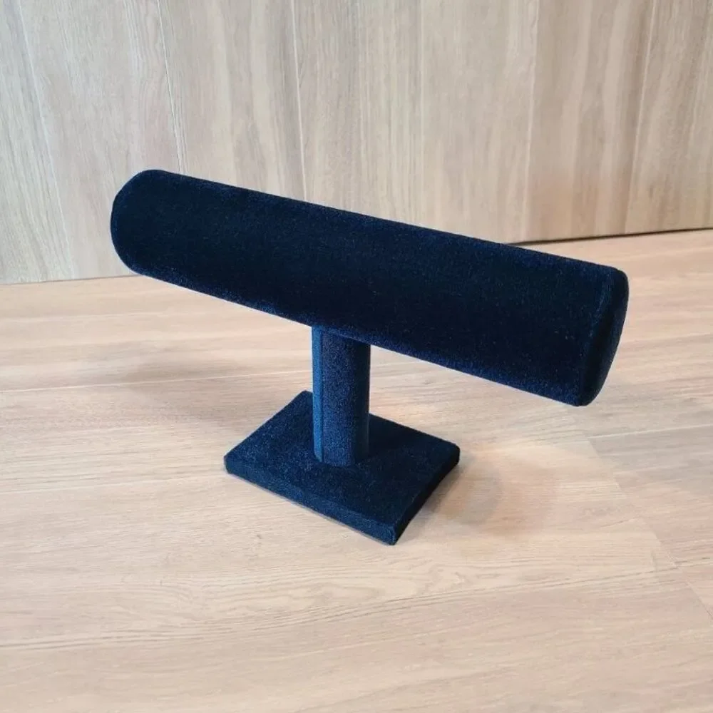 Teal Blue Velvet T-Bar Jewelry Display Stand Bracelet Watch Holder Organizer